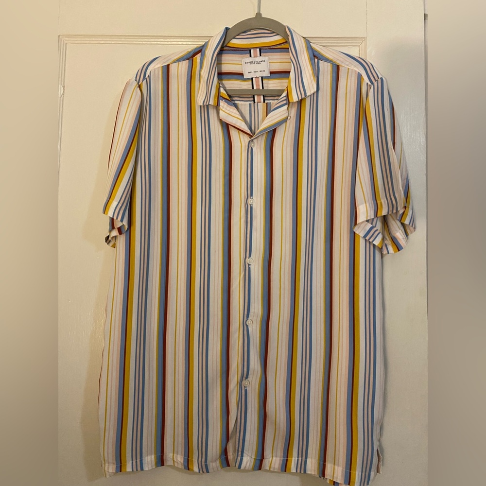 Denim & Flower Striped Shirt